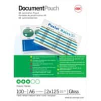 Pochette de plastification Document GBC A6 Brillant 125 microns (2 x 125) Transparent 100 Unités