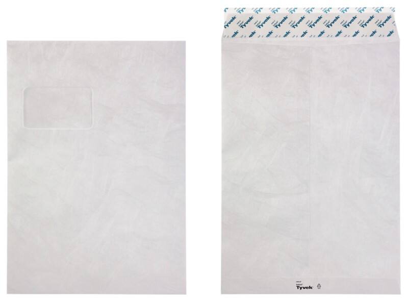 Enveloppes Tyvek Avec fenêtre C4 229 (l) x 324 (h) mm Bande adhésive Blanc 54 g/m² 100 Unités