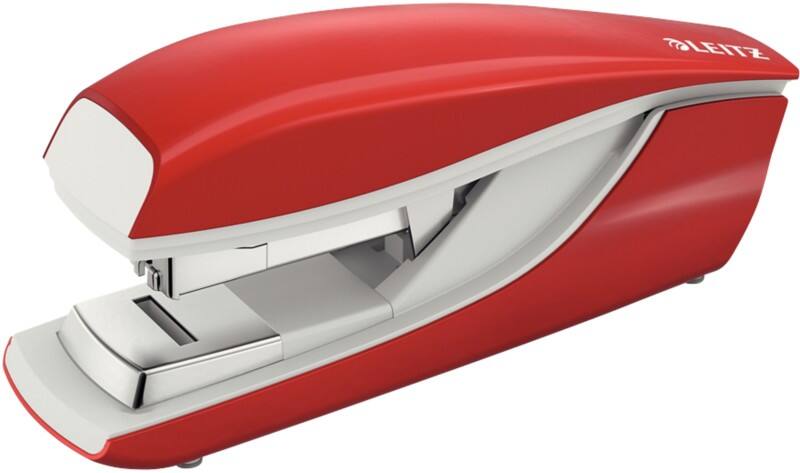 Leitz NeXXt Flachheftgerät 5523 Halbstreifen 40 Blatt Rot 24/8, 26/8 Kunststoff, Metall