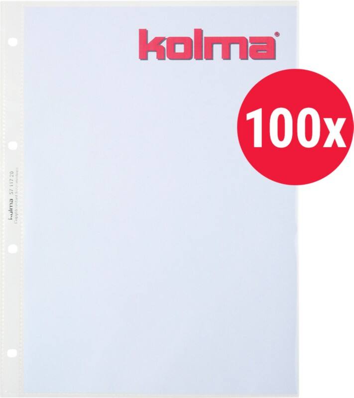 Kolma Lisse Medium Prospekthüllen A4 Glasklar Transparent 60 Mikron PP (Polypropylen) Öffnung oben 4 Löcher 100 Stück