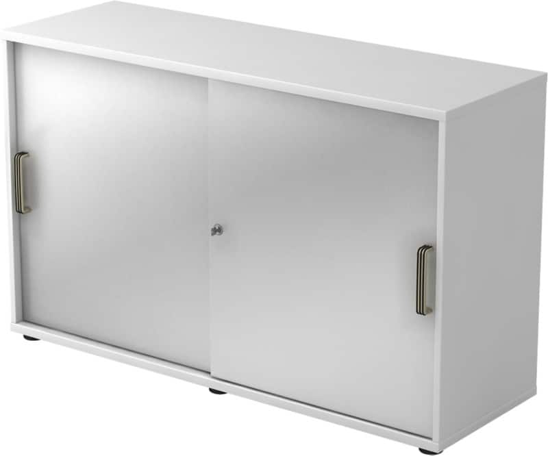 Hammerbacher Schiebetürenschrank Spanplatte 1 Fachboden abschließbar 1.200 x 400 x 748 mm Silber, Weiß