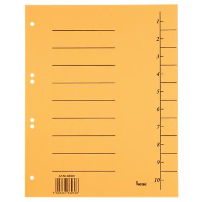 Bene Trend 1 bis 10 Trennblätter DIN A4 Gelb 10-teilig Pappkarton 6 Löcher 50 Stück