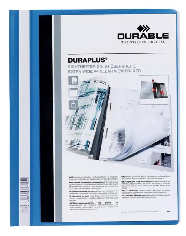 DURABLE DURAPLUS Schnellhefter 257906 A4+ PVC (Polyvinylchlorid) 24 (B) x 31.1 (H) cm Blau