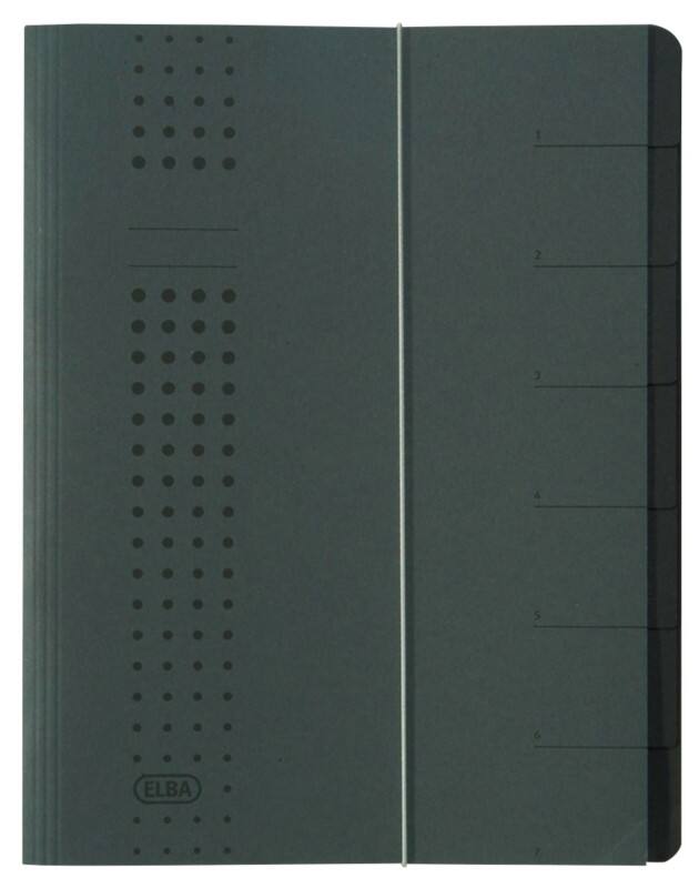 ELBA Ordnungsmappe chic DIN A4 Anthrazit Hartpappe mit 7 Fächern 25 x 1,2 x 31,5 cm