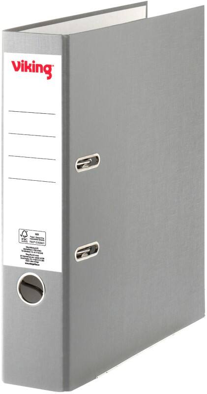 Classeur à levier Viking Large A4 75 mm Gris 2 Anneaux Plastique Mat Portrait