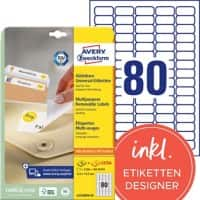 Mini étiquettes Avery L4732REV-25 Multi-usages Repositionnables 35,6 x 16,9 mm Blanc 25 Feuilles de 80 Étiquettes