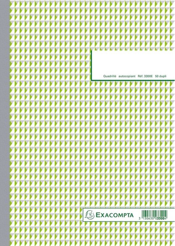 Manifold autocopiant Exacompta Blanc, vert Quadrillé 5 x 5 mm A4 21 x 29,7 cm 25 feuilles