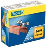 Rapid Strong Red Stripe Heftklammern 24/6 11700245 Kupfer, Stahl Kupfer 2000 Heftklammern