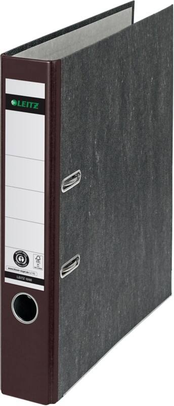 Classeur à levier Leitz Étroit 180° A4 52 mm Marron 2 Anneaux 1050 Carton Effet Marbre Portrait Recyclé