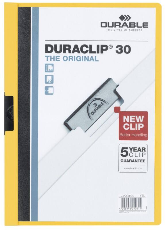 Farde à clip DURABLE Duraclip A4 Jaune Polypropylène Dos :