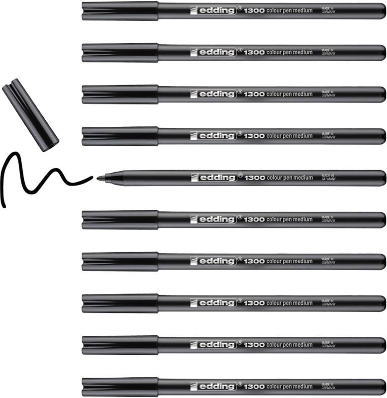 Stylo-feutre edding - Moyen Noir 1300 10 Unités