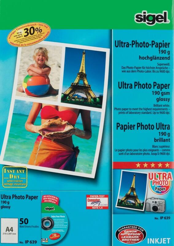 Sigel Fotopapier IP639 DIN A4 190 g/m² Weiß