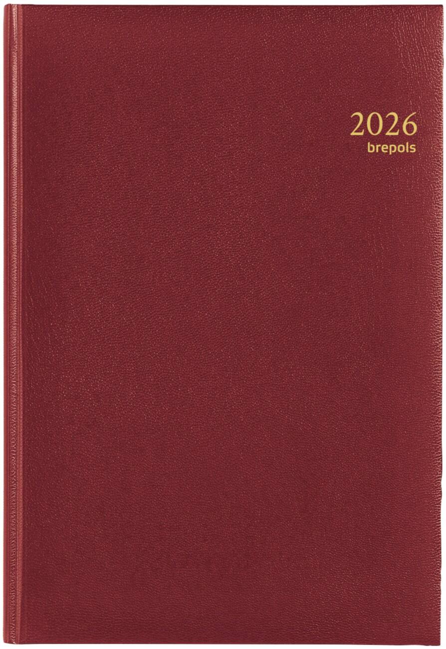 Agenda Brepols Omega Lima 2026 A4 1 Semaine sur 2 pages Allemand, Anglais, Français, Italien, Néerlandais, Espagnol Bordeaux 0,030,1256,04,6,0