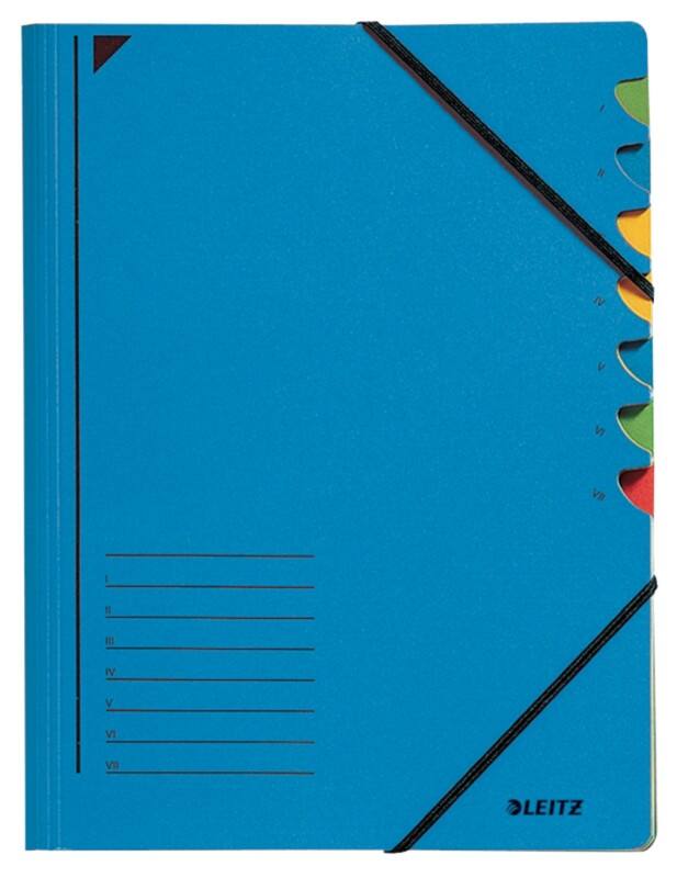 Leitz Ordnungsmappe 39070035 A4 Blau Karton 7 Fächern 24,5 x 32 cm