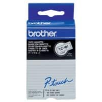 Brother TC-101 Authentic Schriftband Selbstklebend Schwarzer Druck auf Transparent 12 mm x 7.7m