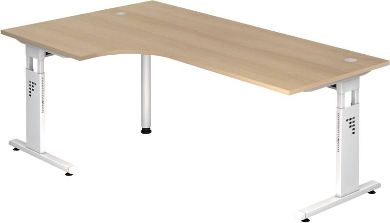 Bureau d'angle Hammerbacher O-Serie VOS Hauteur ajustable Forme libre Chêne C-Pied 2000 (L) x 1200 (P) x 850 (H) mm Acier, Aggloméré
