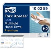 Essuie-mains interfoliés doux Tork Xpress - 100289 - Papiers d'essuyage pliés en Z, qualité Premium pour Distributeur H2 - Haute absorption, 2 plis, blanc - 21 x 150 feuilles