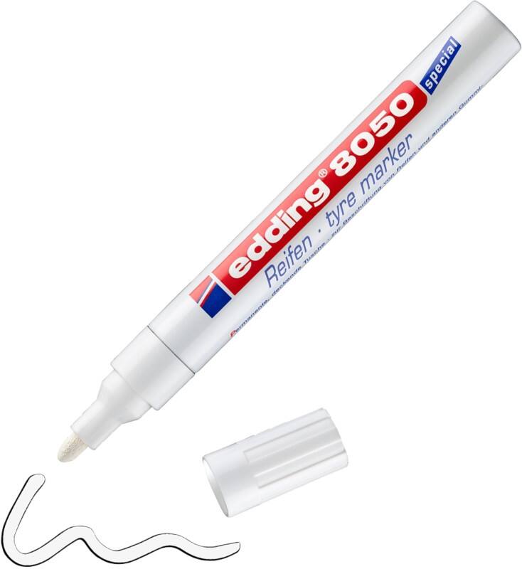 edding 8050 Permanent Reifenmarker Weiss Mittel Rundspitze 2 - 4 mm