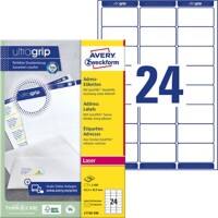 AVERY Zweckform Abziehhilfe QuickPEEL,ultragrip Adressetiketten L7159-100 Selbsthaftend A4 Weiss 63,5 x 33,9 mm 100 Blatt à 24 Etiketten