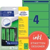 AVERY Zweckform ultragrip Ordneretiketten L4768-20 Selbsthaftend A4 Grün 6.1 x 19.2 cm 20 Blatt à 4 Etiketten