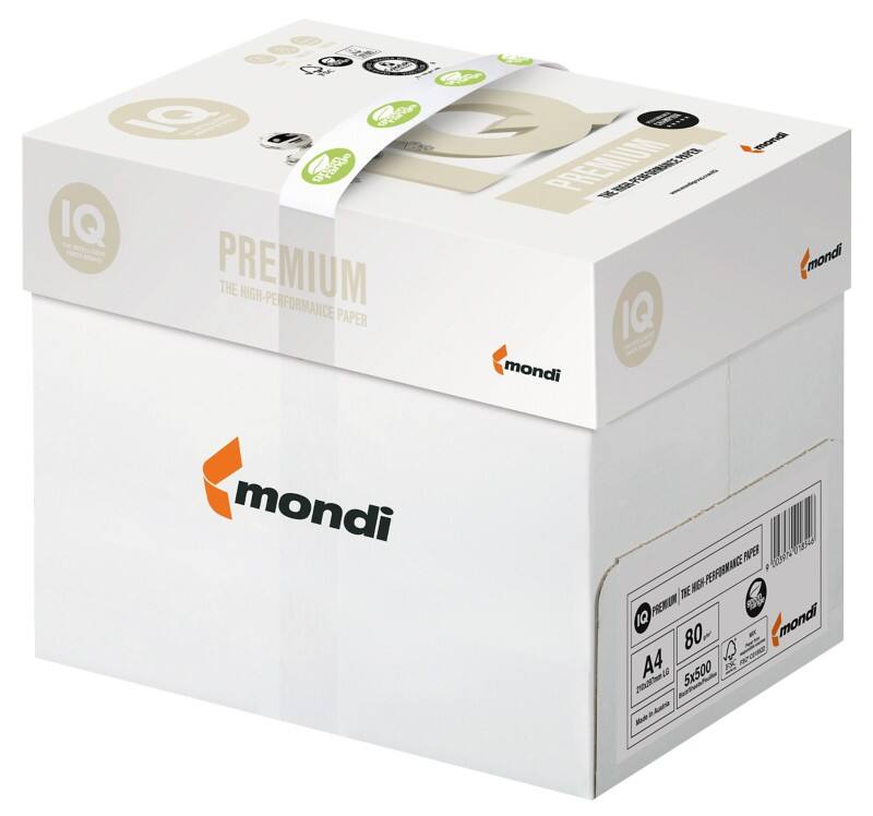 Papier imprimante Premium A4 IQ Blanc 80 g/m² Lisse 2 Perforations 5 Unités de 500 feuilles