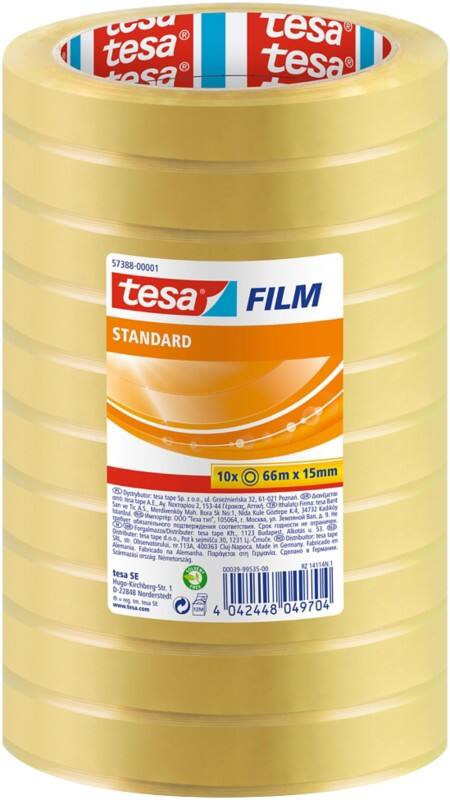 Ruban adhésif tesa tesafilm Standard 57388 Transparent 15 mm (L) x 66 m (L) PP (Polypropylène)  10 Rouleaux