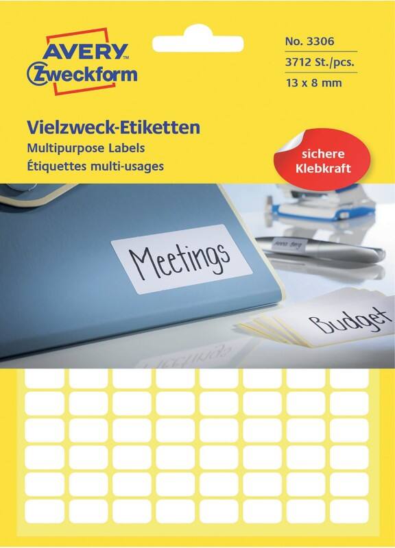 AVERY Zweckform Mini-Etiketten 3306 Weiss 13 x 8 mm 29 Blatt à 128 Etiketten