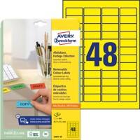 Étiquettes repositionnables AVERY Zweckform L6041-20 Adhésif permanent Jaune 45,7 x 21,2 mm 20 Feuilles de 48 Étiquettes