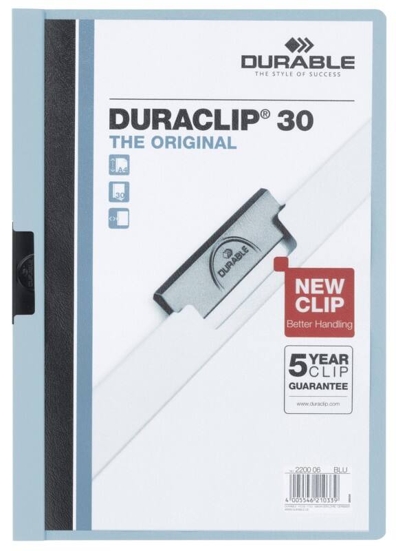 Farde à clip DURABLE Duraclip A4 Bleu Polypropylène Dos : 3 mm