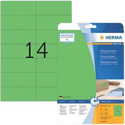 Étiquettes universelles HERMA 5061 A4 Vert Rectangulaires 105 x 42,3 mm 280 étiquettes par paquet
