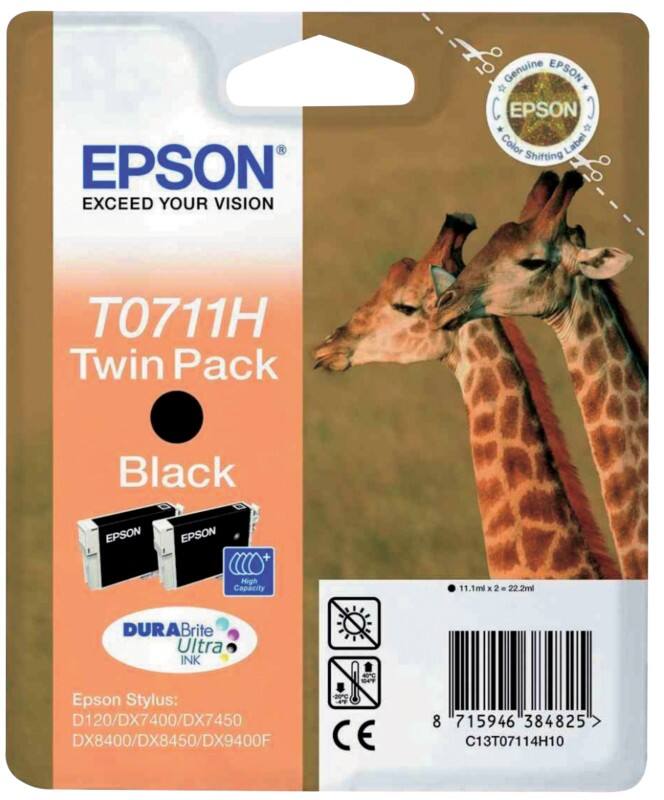 Epson T0711H Original Tintenpatrone C13T07114H10 Schwarz 2 Stück Duopack