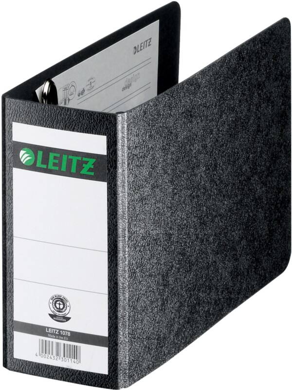 Leitz Breit Ordner A6 80 mm Schwarz 2 Ringe 1078 Hartpappe Wolkenmarmor Querformat Recycled