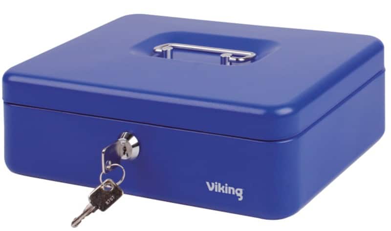 Caisse à monnaie Viking Serrure à clé 4 260 x 185 x 81 mm Bleu