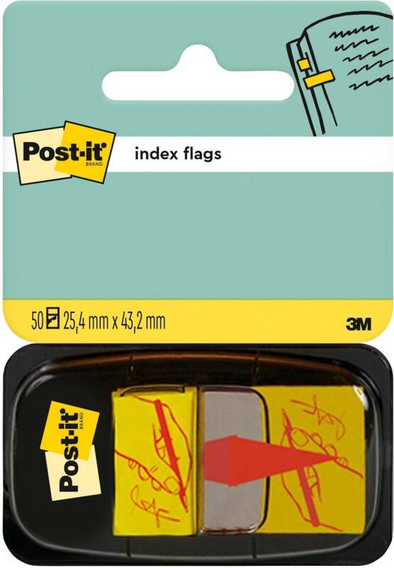 Index Post-it "Sign Here" Jaune 25,4 x 43,2 mm 50 Bandes