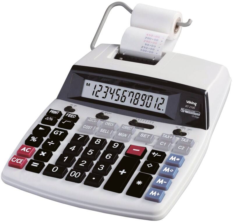 Calculatrice imprimante Viking AT-2100 Avec rouleau 12 chiffres Gris