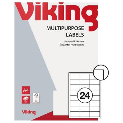 Viking 61330 Universaletiketten selbstklebend 64,6 x 33,8 mm Weiss 2400 Etiketten 100 Blatt mit 24 Etiketten