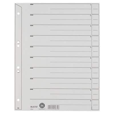 Leitz 1 bis 10 Trennblätter DIN A4 Überbreite Grau 10-teilig Pappkarton 6 Löcher 1654 100 Stück