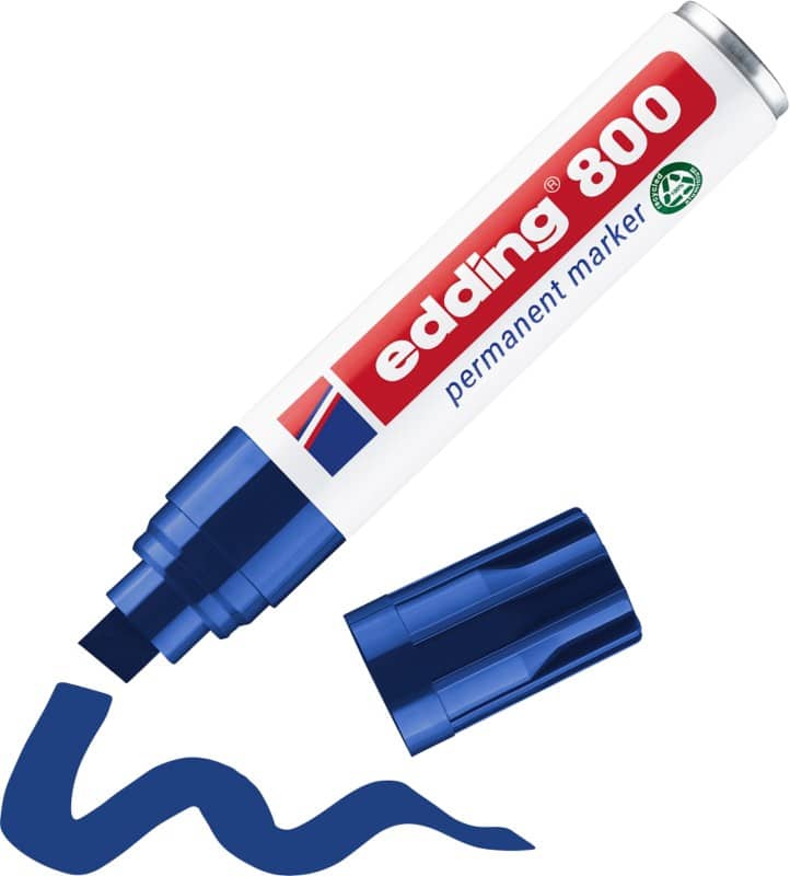 edding 800 800 Permanentmarker 100% Recycelt Extra Breit Keilspitze 4 - 12 mm Blau Nachfüllbar Wasserbeständig