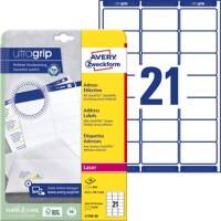 AVERY Zweckform Abziehhilfe QuickPEEL,ultragrip Adressetiketten L7160-40 Selbsthaftend A4 Weiss 63,5 x 38,1 mm 40 Blatt à 21 Etiketten