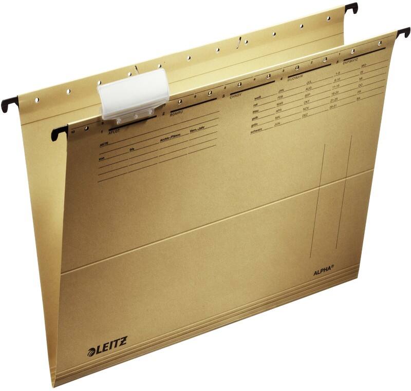 Dossiers suspendus Leitz Alpha 1915 A4 Base en V 250 g/m² Carton natron 100 % recyclé Marron naturel 15 mm 25 Unités