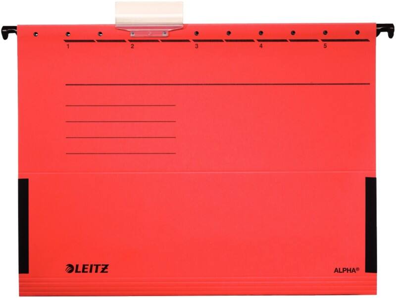 Dossiers suspendus Leitz Alpha 1986 A4 Base en V 275 g/m² Carton Pendarec 100 % recyclé Rouge 15 mm 5 Unités