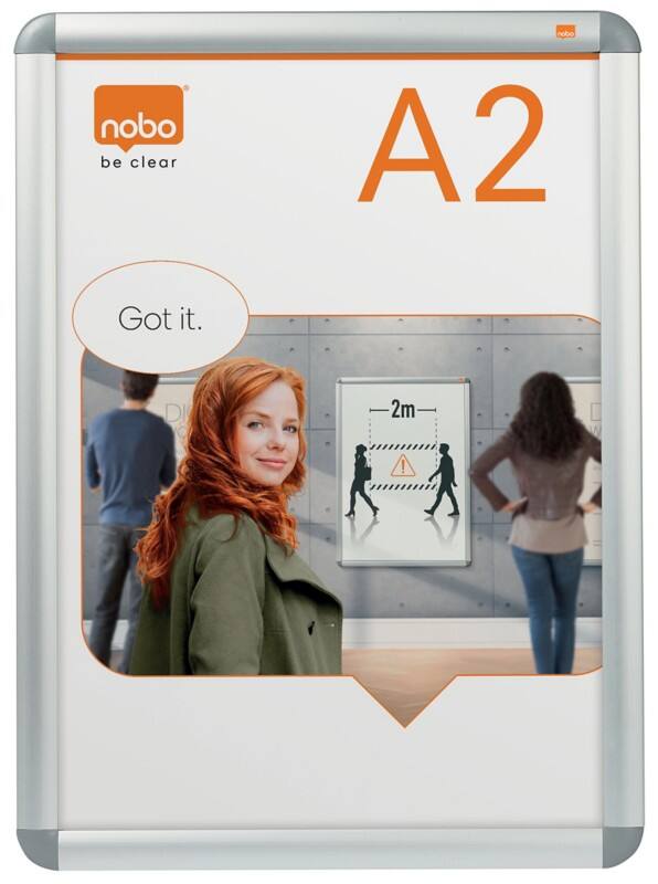 Cadre d’affichage Nobo Premium Plus Non Magnétique Montage mural 47,6 (L)x65 (H) cm Aluminium Argenté  