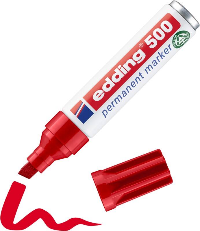 edding 500 500 Permanentmarker 100% Recycelt Breit Keilspitze 2 - 7 mm Rot Nachfüllbar Wasserbeständig
