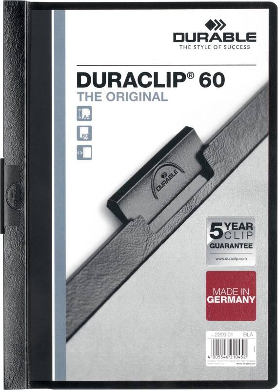 Farde à clip DURABLE DURACLIP 60 Feuilles A4 Noir
