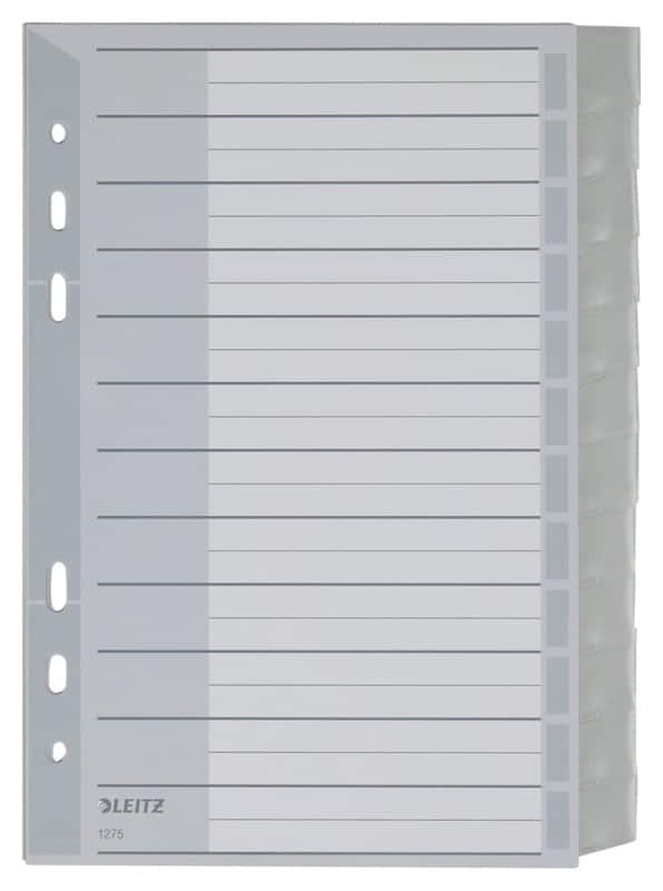 Intercalaires Leitz Vierge A5 Gris 12 intercalaires Polypropylène 11 Perforations 4370
