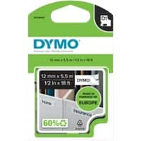 DYMO D1 S0718060 16959 Beschriftungsband Schwarz auf Weiss 12 mm (B) x 5,5 m (L)