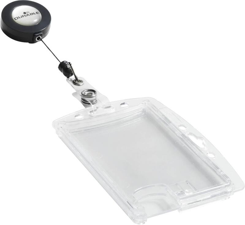 Badges à clip DURABLE avec Enrouleur et lanière bouton pression 8224-19 90 x 54 mm 10 Unités