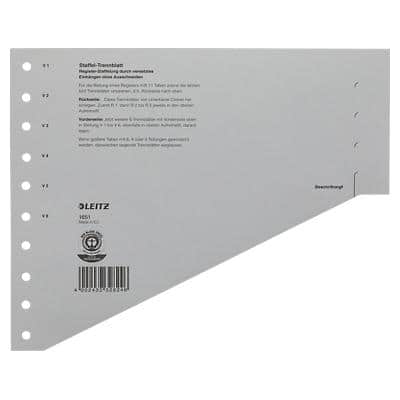 Leitz Trennblätter 1651 DIN A4 Überbreite Grau 10-fach Kraftkarton 1 bis 15 100 Stück