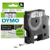 Dymo D1 S0720530 / 45013 Authentic Schriftband Selbstklebend Schwarzer Druck auf Weiss 12 mm x 7m