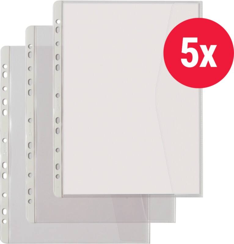 Pochette perforée Hetzel A4+ Relief Transparent 10 microns Polychlorure de vinyle Droite 11 perforations 226784 5 Unités